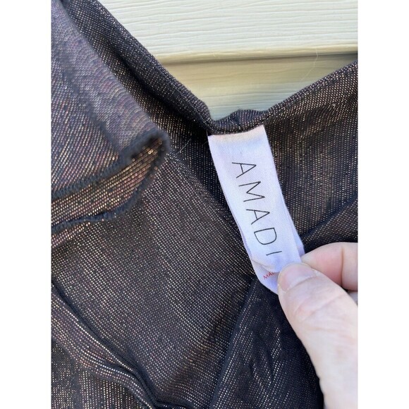 Amadi Anthropologie Women's Bronze Alley Shimmer Ruffle Mini Dress Small - Picture 8 of 8